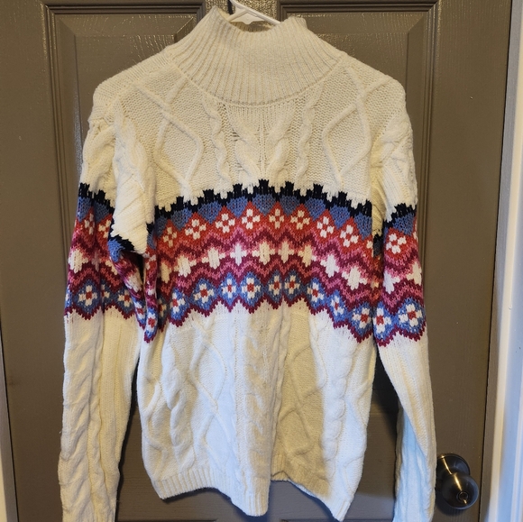 St John's Bay Mock Neck Sweater / Size Medium / Multi Fairisle - Picture 1 of 3